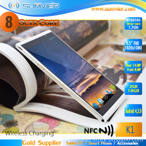 Wireless Charging Mtk6592 Octa Core 1920*1080 Pixels Android 5.5inch Smart Mobile Phone (K1)
